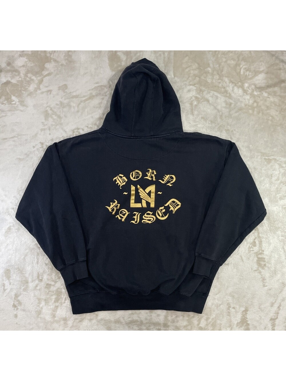 Born X Raised LAFC Los Angeles Football Club Pullover Hoodie Mens Small *FLAW*
